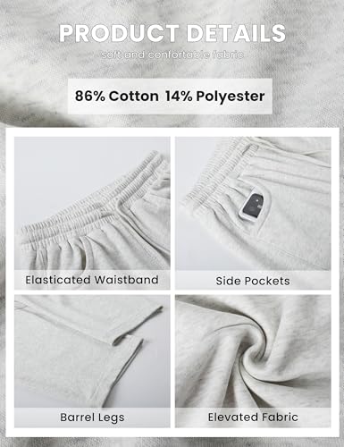 SeekMe Women's Barrel Leg Sweatpant Drawstring Elastic Waisted Wide Leg Pants Casual Cotton Palazzo Trousers with Pockets3