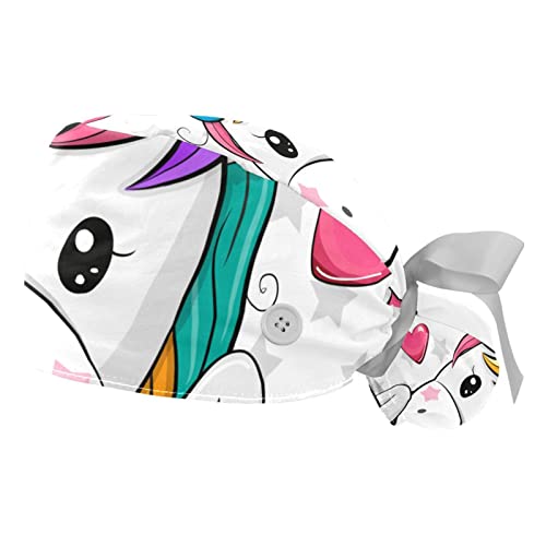 Chapeaux bouffants licorne JDEZ : lot de 2 casquettes de travail ajustables pour femmes et hommes