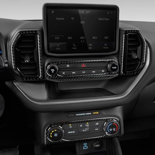 Image of Car Carbon Fiber Center Console AC Switch Panel Sticker Trim Cover Interior Decoration Accessories for Ford Bronco Sport 2021-2024 / Explorer & Kuga 2020-2024