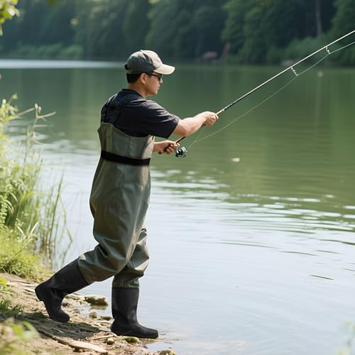 MYDAYS OUTDOOR Fishing Waders Boots for Men/Women,Fishing Boot,2-Ply Nylon/PVC Waterproof Fishing Hunting Waders with Boot Hanger,Size10-12(M12)