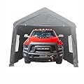 F Fellie Cover 10x20ft Heavy Duty Carport Canopy with Removable Sidewalls, Portable Carport Garage, Large Outdoor Canopy Storage Shed for Vehicles, Car, Boats, Trucks, SUV, Grey