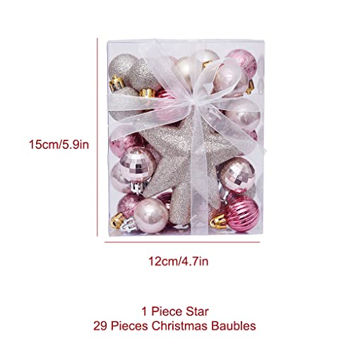 30 peças de enfeites decorativos de bolas coloridas, conjunto de árvore de Natal de bolas de plástic