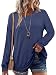 onlypuff Sweatshirts Blouse for Women Loose Bottom Tunic Tops Batwing Sleeves with Pockets Solid Color Navy Blue Small