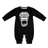 [STEBVI] ロンパース ゴリラ ベビー服 長袖 カバーオール 女の子 男の子 赤ちゃん服 前開き パジャマ 新生児 幼児 かわいい 肌着 柔らかい 部屋着 寝間着 出産祝い プレゼント 12-18M