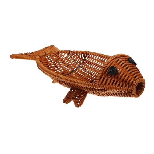 Cabilock Imitation Rattan Woven Fruit Basket Decorative Food Serving Holder for Kitchen Countertop Compact Desktop Organizer for Snacks Desserts for Home Parties