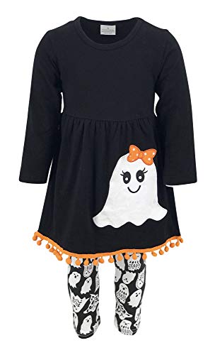 Image of Unique Baby Girls Kids Toddler 3pc Outfit Set Long Sleeve Stretch Tunic Top Leggings and Scarf