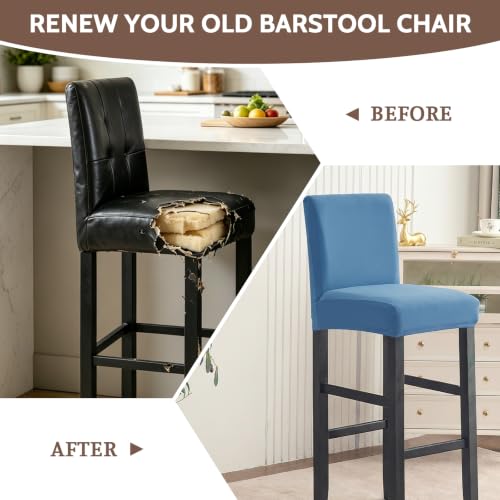 Image of FUANGUI Bar Stool Covers Set of 2, Waterproof Stretch Bar Stool Seat Covers | Washable Removable Bar Chair Covers with Backs Slipcovers, Bar Chair Covers Square for Kitchen Dining Room Cafe