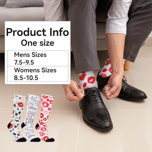 Image of Novelty Crew Socks for Unisex Wild Side with These Eye-Popping Prints 3 Pairs One Size