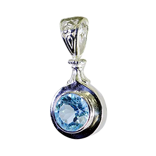 Pendentif en argent 925 avec topaze bleue ronde RIYO