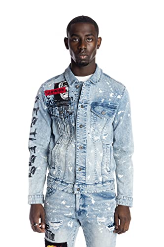 Smoke Rise Mens Fashion Denim Jacket (XL, Mizu Blue) at Amazon