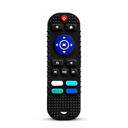 Image of GLUN BPA Free Silicone Remote Shape Teether For Growing Babies, Pack of 1 Black Colour Remote Teether for 6 To 12 Months Baby, Helps Biting Skills Development, Colour & Shape Recognition, Toys For Babies
