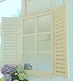 Marke: Windschiefliving windschief-living Landhaus Spiegel, Wandspiegel BILLUND mit Fensterläden im Shabby Chic