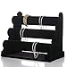 ZHIRCEKE Porta bracciali Stand,Gioielli Telaio A Tre Strati in Flanella Accessori per Capelli con Anello per Capelli Espositore per Gioielli in Lino Supporto per Bracciale,Nero