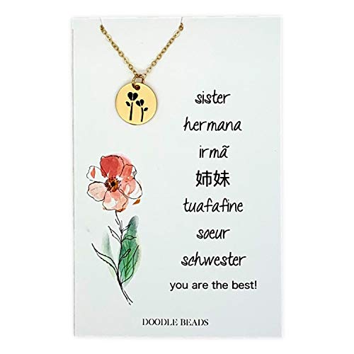Sister, You are the Best! Sister Missionary Gift With Flower Necklace (gold) - Main Image