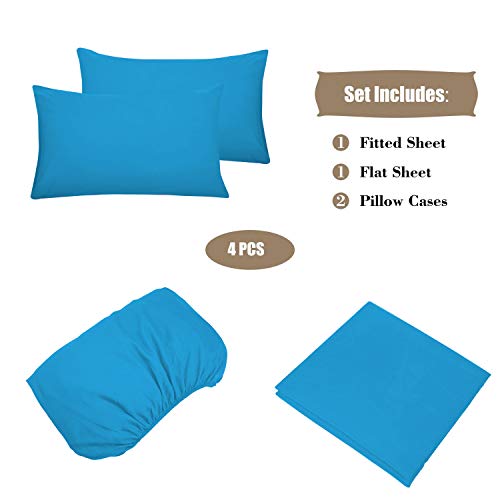 Image of Best Season 4 Piece Bed Sheet Set (Queen,Dark Teal 1 Flat Sheet,1 Fitted Sheet and 2 Pillow Cases,100% Brushed Microfiber 1800 Luxury Bedding,Deep Pockets,Extra Soft & Fade Resistant
