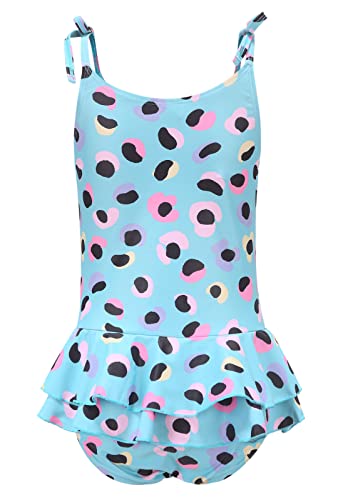 Image of Girls One Piece Swimsuits Halter Bathing Suits Summer Rose Red Leopard Print Swimwear 2-14 Years