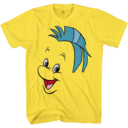 Flounder Little Mermaid Face T-Shirt (Small) Yellow
