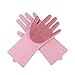 Wonque Magic Gants en silicone avec brosse à récurer pour le nettoyage des fruits, bol de brossage, nettoyage de la cuisine 15cm*32.5cm rose