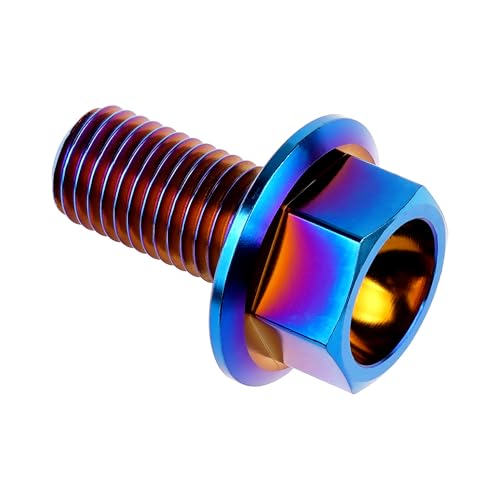 Image of Ti Screws M10 x 20 25 30 35 40 45 50 55 60 65 70 75 80 90 100mm 1.25 Pitch Titanium Flange Hex Bolt Pack of 4 (Burnt Blue, M10x25mm)