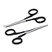 LAJA Imports 2 Pcs Stainless Steel Straight & Curved Hair Pullers, 5-inch Non-Locking Black Dip