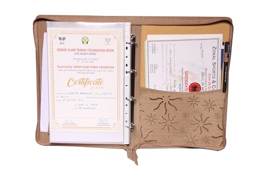 Image of Sukeshcraft Pu Multiuse 30 File Sleeve for Documents, Certificates, Fixed Deposit Receipt, Portfolio Documents Holder (Cypress Baige), 13.5x8.5 Inches