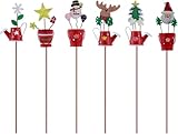 Metal Christmas Garden Decoration Stakes, Decorative Accessories for Plant Pot Yard Gift (Christmas-6PCS)