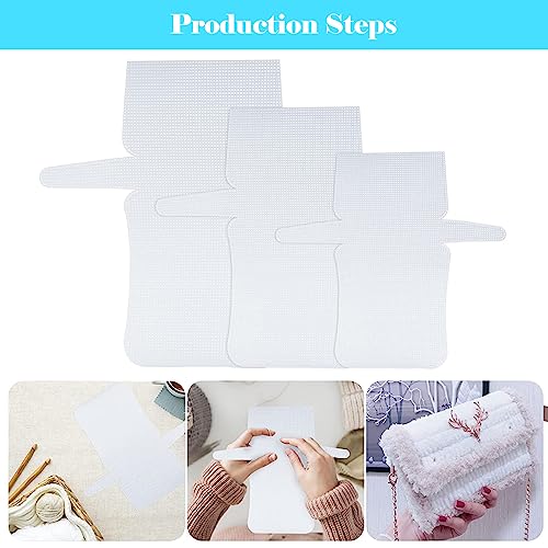 Image of Allazone 58 PCS Clear Plastic Mesh Canvas Sheets for Embroidery, Plastic Mesh Sheets Plastic Canvas with 12 Color Acrylic Yarn for DIY Sewing Bag