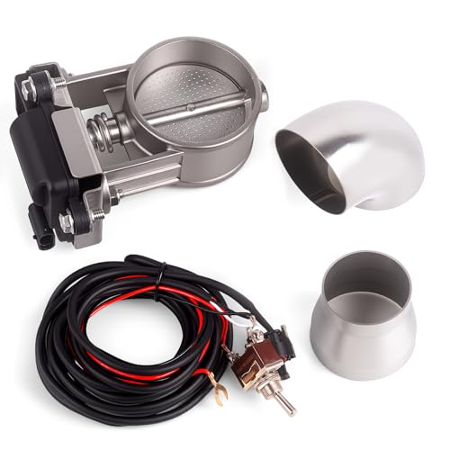 CNRAQR Universal 3 Inch Electric Exhaust Cutout with Elbow Valved Muffler Valvetronic Exhaust Valve Kit