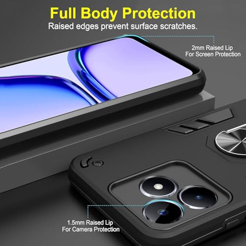 Image of NDCOM for Realme C53 Cover | Realme Narzo N53 Back Cover | Premium Realme C53 Back Cover | Slim Fit, Shockproof Protection | Ring Holder Case