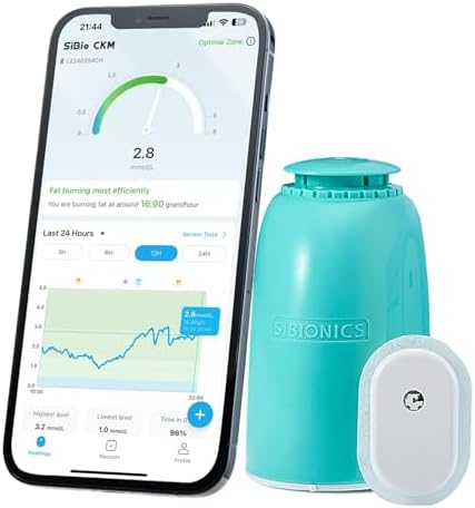SIBIO KS1 CKM Continuous Ketone Monitoring Without Painful Punctures Ideal for Low Carb and Ketogenic Diet