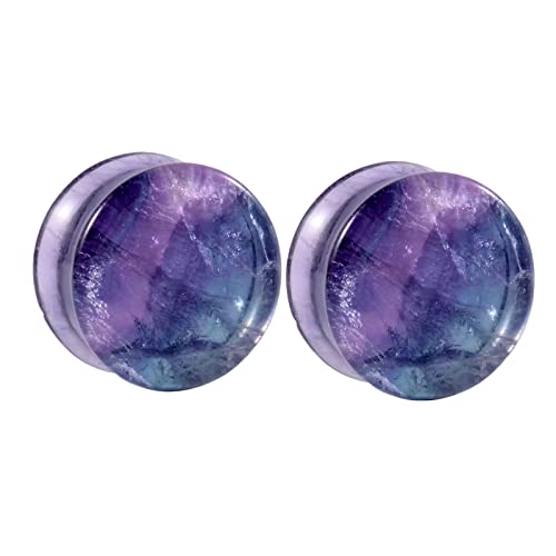 Plugs en pierre naturelle violette, jauges d'oreilles haut de gamme double flare