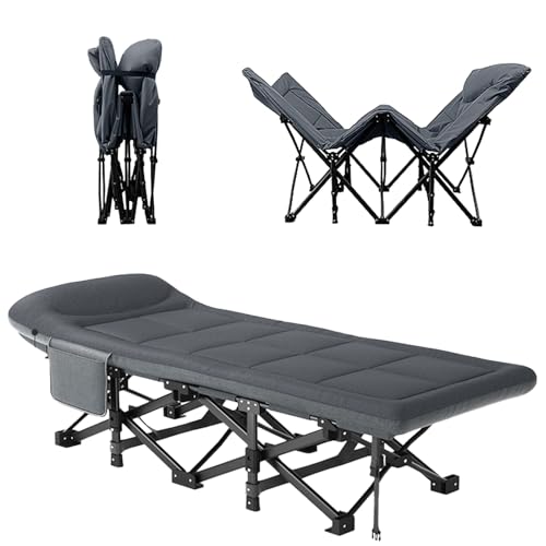 MDDKOP Letto Brandina Pieghevole con Materasso, 70x190cm Letto a Scomparsa, Letto Pieghevole Portatile con Struttura Resistente, Lettino da Campeggio per Adulti Adatto per ufficio, camera degli ospiti