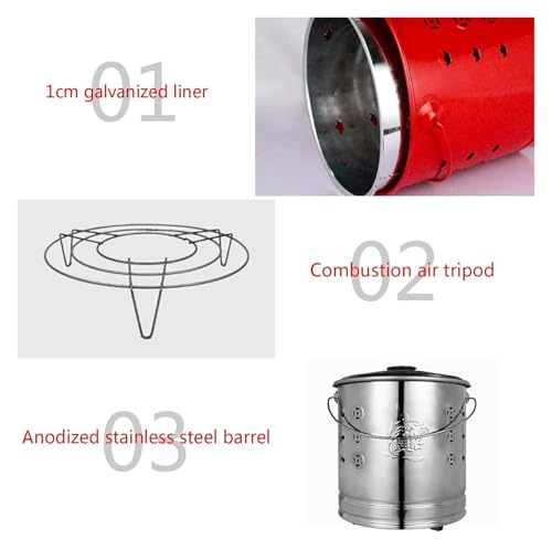 Extra Large Smokeless Stainless Steel Burn Barrel Incinerator with Lid - Durable Garden Fire Bin for Efficient Waste Burning, Outdoor Fire Pit, Backyard Fire Disposal