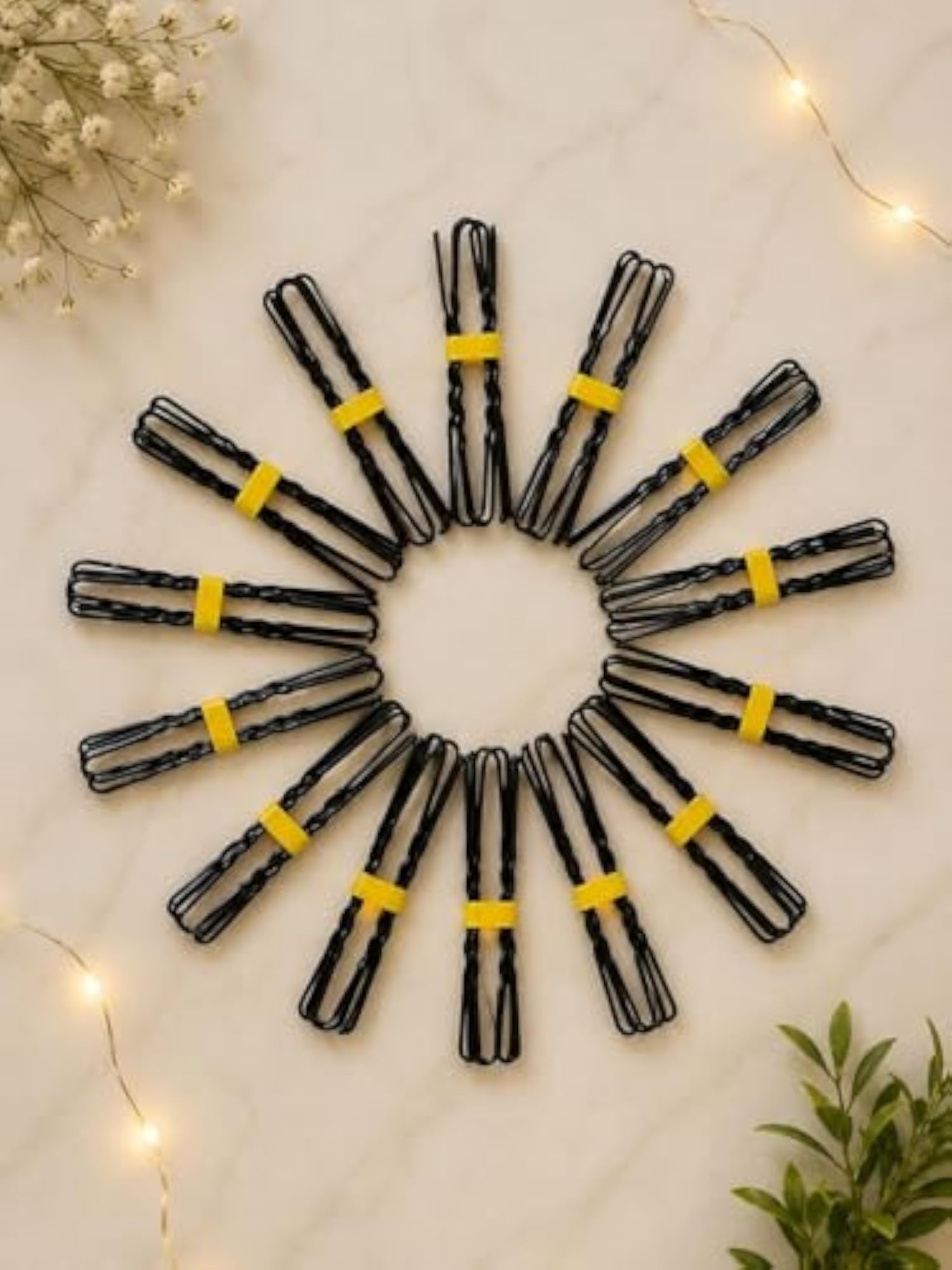 Wavy Black Bobby Pins Set, 48 Pack