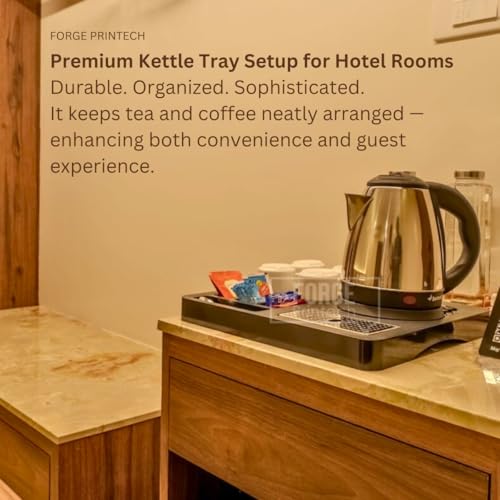 Image of FP ABS Plastic Kettle Tray for Hotel Room: Serve Sophistication | Hotel Room Tea Tray | Compatible with All Electric Kettle (1, Black)