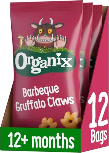 Organix Barbeque Gruffalo Claws Toddler Snack Corn Puffs 12+ Months Multipack, 4 x 15 g Bags Per Pack (3 Packs Total)