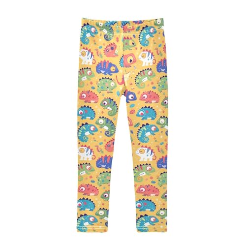 Chameleon Cute Cartoon Kids Colorful Girls Active Leggings Casual Full Length Pants Sports