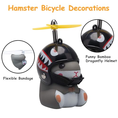Image of wonuu Duck Bike Bell with Light and Helmet Cute Hamster Bicycle Horn, Dashboard Decoration Hamster Toy Motorcycle Bike Bells Rubber Duck Car Dashboard Decorations
