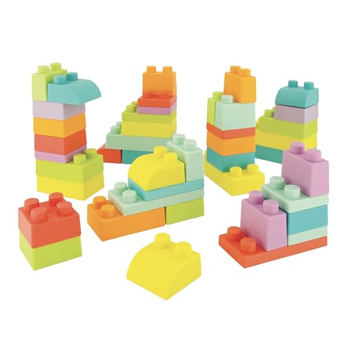 Image of Infantino Super Soft 1st Building Blocks Jumbo Playset – Soft Blocks for Babies and Toddlers, Perfect for Stacking, Squishing, and Imaginative Play, 43-Piece Set