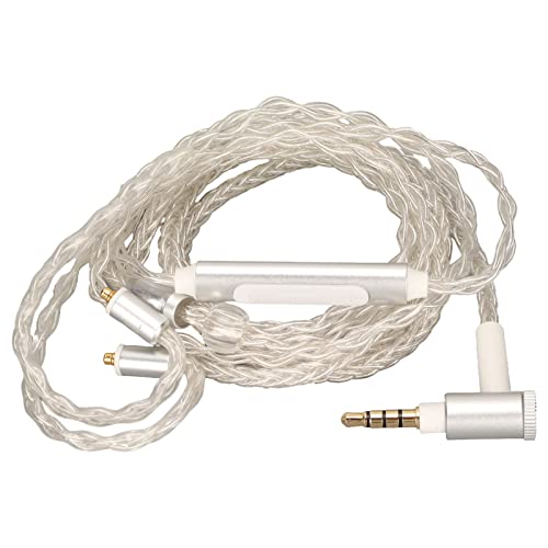 Denash Cable de Actualización de Auriculares, Cable de Repuesto MMCX Chapado en Plata de 8 Núcleos con Micrófono, para SE846 SE535 SE215 SE315 SE425 MAGAOSI K5 LZ A5