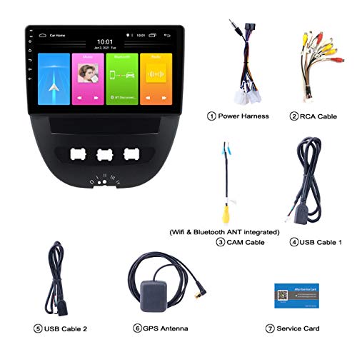 Auto radio, GPS de voiture Android 10, Navigation stéréo Radio automatique de lecteur multimédia pour Peugeot 107… - Image 8