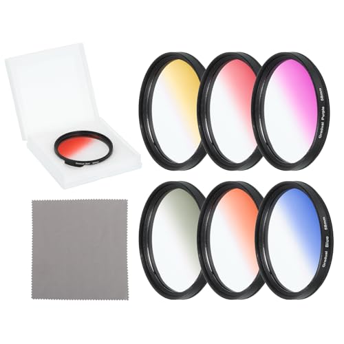 QUARKZMAN 58mm Verlaufsfilter Set 6 Stück Filter Für Kameraobjektiv Zubehör Set Mit Etui Und Objektivreinigungstuch Für SLR Kamera Fotografie Orange...