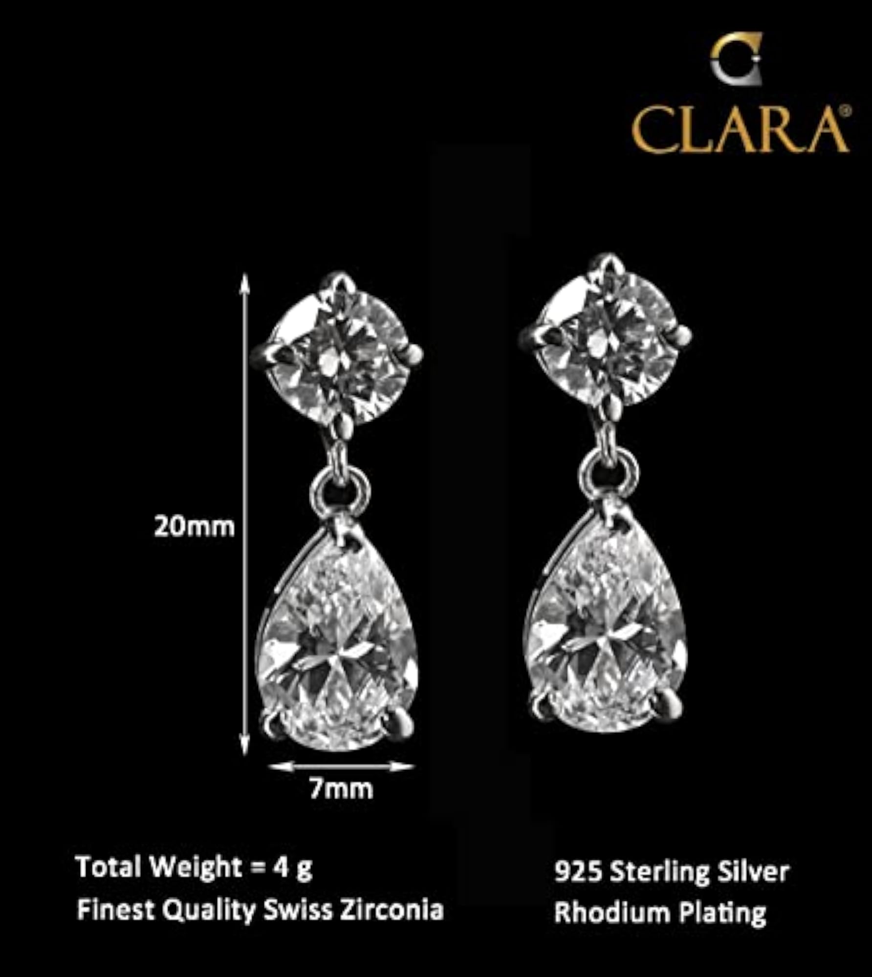 925 Sterling Silver Drop Earrings, Classic Elegance