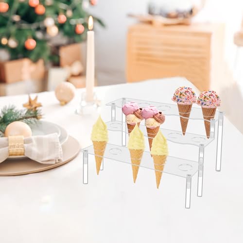 ELEGICKLIP 15 Holes Cupcake Stand- Ice Cream Cone Holder Stand with 3 Layers, Clear Acrylic & 1.26inch Diameter for Parties and Displays by ELEGICKLIP - Image 5