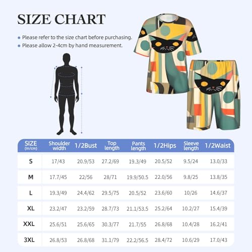 Ensemble de pyjama élégant pour homme en coton premium à motif artistique chat moderne