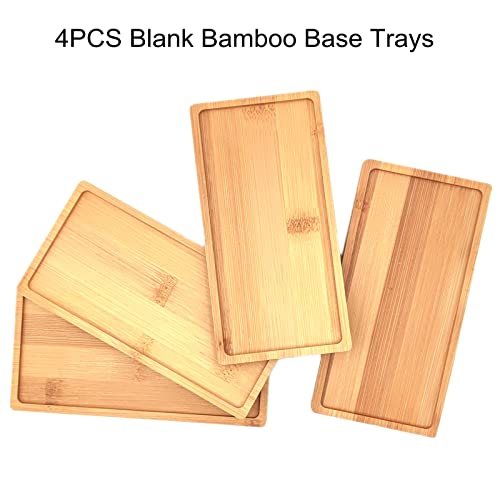 4Pcs Mosaic Bamboo Coasters For Crafts, Blank Base Trays, Drinking Cup Coaster, Plant Coaster, Art Plate,Diy Mosaic Supplies (Rectangle) #TOP2