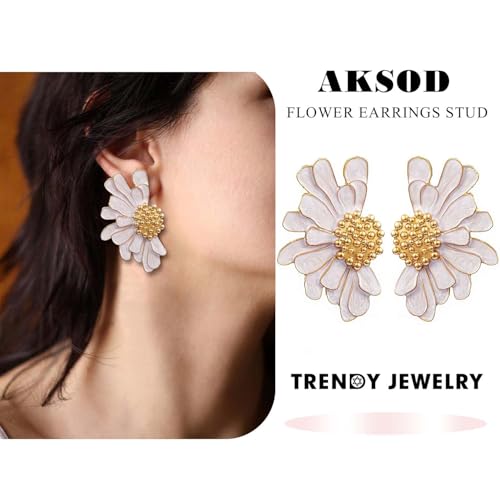 Vintage Flower Stud Earrings Exaggerated Oversized Daisy Flower Earrings Statement Jewelry for Women2