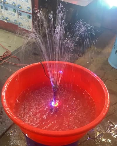 Image of FLOJOY Asian Pumps Beautiful 3 Effects Small Fountain Pump With 1 Mushroom&2 Blossom Nozzle Kit 10W 12Led Ac (220V) Color Changing Light With Adjustable Flow 400L /Hr