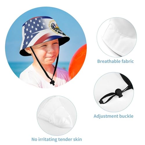 American and El Salvador FlagChildren's Bucket Hat for Boys and Girls, Breathable Summer Beach Hat54cm4