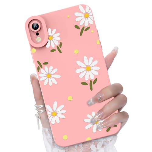 CASBST for iPhone XR Phone Case, White Small Daisy Pattern, Pink